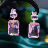 Yellow CZ Drop Earrings for Women Wedding Bridal Jewelry