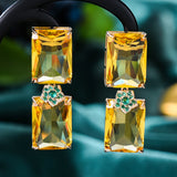 Yellow CZ Drop Earring For Women Wedding Dubai Bridal Earrings