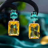 Yellow CZ Drop Earrings for Women Wedding Bridal Jewelry