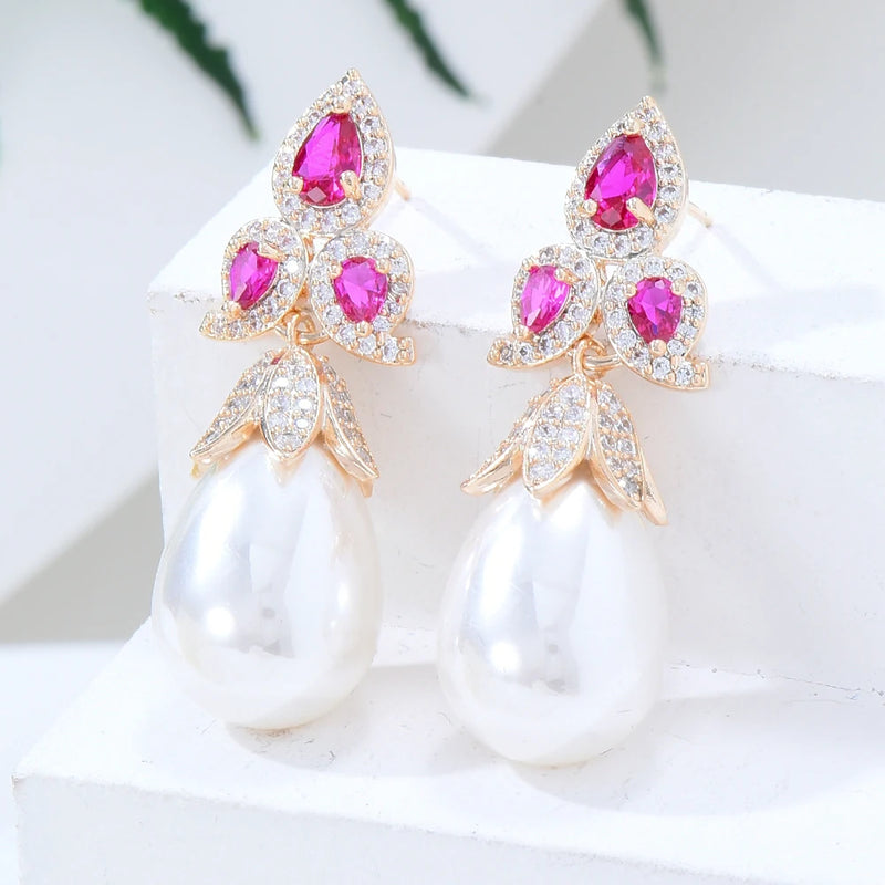 Pearl Indian Kundan Earring For Women Wedding Party African Dubai Bridal Jewelry