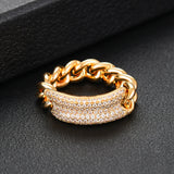 Punk Stacks Rings for Women Delicate Link Chain Rings Beads Charm Ring