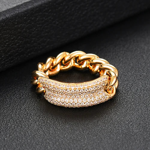 Punk Stacks Rings for Women Delicate Link Chain Rings Beads Charm Ring