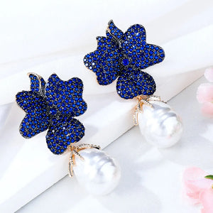 Shell Pearl Flower Stud Earrings Ear Candy Jewelry