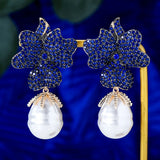 Shell Pearl Flower Stud Earrings For Women Ear Candy Earrings