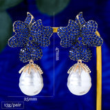 Shell Pearl Flower Stud Earrings Ear Candy Jewelry