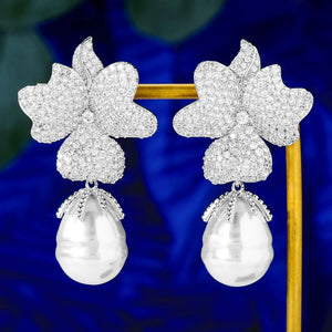 Shell Pearl Flower Stud Earrings For Women Ear Candy Earrings