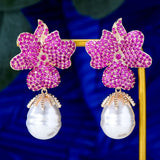 Shell Pearl Flower Stud Earrings Ear Candy Jewelry