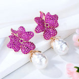 Shell Pearl Flower Stud Earrings For Women Ear Candy Earrings