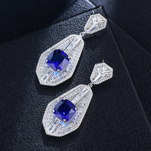 Vintage Royal Drop Earring Wedding CZ Bridal Earrings Costume Jewelry