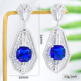 Vintage Royal Drop Earring Wedding CZ Bridal Earrings Costume Jewelry