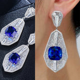 Vintage Royal Drop Earring Wedding CZ Bridal Earrings Costume Jewelry