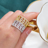 Icedout Cuban Links Nigerian Bold Rings with Full Zirconia Women Jewelry