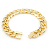 13mm Cut Cuban Stainless Steel Link Chian Bracelet Gold-Color Men Women Jewelry