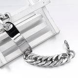 316L Stainless Steel Mens Links Cuban Chain ID Bracelet