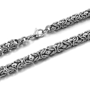 7mm Stainless Steel Byzantine Chain Necklace Mens Jewelry Gift