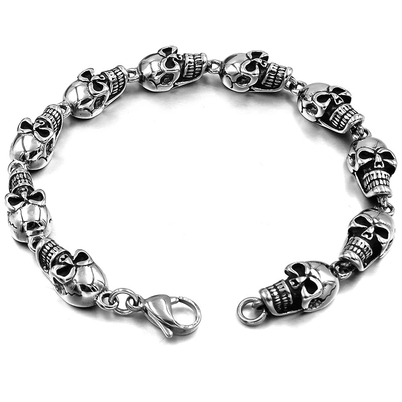 Biker Skull Bracelet 316L Stainless Steel Punk Rock Style