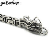 Dragon Head Stainless Steel Bracelet Men Byzantine Chain
