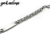 Men ID Bracelet Byzantine Link Chain Stainless Steel Clasp Jewelry