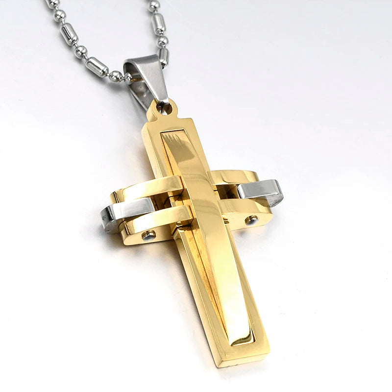 Fashion Stainless Steel Cross Pendant Necklace for Men Women