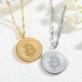 Bitcoin Pendant Necklace Men Personalized 18k Plated Stainless Steel