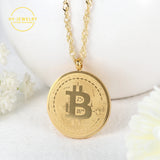 Bitcoin Pendant Necklace Men Personalized 18k Plated Stainless Steel