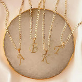 Cursive Initial A-Z Letter Pendant with Chain Stainless Steel Necklace