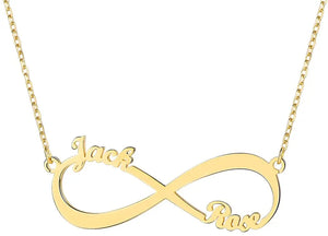 2 Names Monogram Initial Necklace Infinity Style Stainless Steel Gift