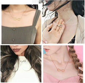 2 Names Monogram Initial Necklace Infinity Style Stainless Steel Gift