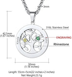 Tree of Life Necklace with Birthstones & Names Stainless Steel Pendant Gift