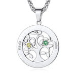 Tree of Life Necklace with Birthstones & Names Stainless Steel Pendant Gift