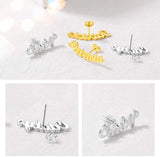 Personalized Plated Stud Earrings Name Memorial Dainty Jewelry Accessories