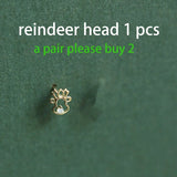 14k Reindeer Snowflake Christmas Heart Earrings Dainty Minimal Style Kids