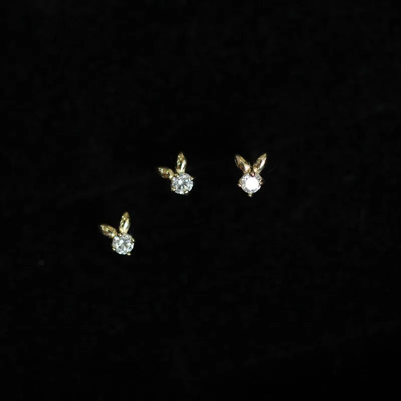 14k Bunny Crystal Earring Minimalist Vintage Jewelry Kids Girls Gift