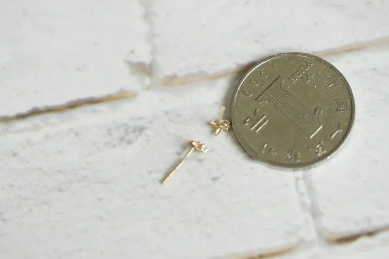 14k Bunny Crystal Earring Minimalist Vintage Jewelry Kids Girls Gift