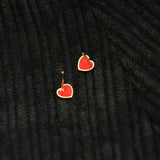 14k Solid Red Heart Dainty Stud Earrings Jewelry Retro Style