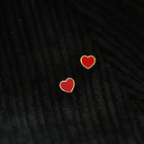 14k Solid Red Heart Dainty Stud Earrings Jewelry Retro Style