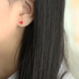14k Solid Red Heart Dainty Stud Earrings Jewelry Retro Style