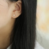 9k Real Star Moon Asymmetric Earrings for Women