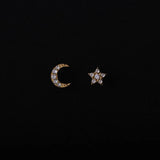 9k Real Star Moon Asymmetric Earrings for Women