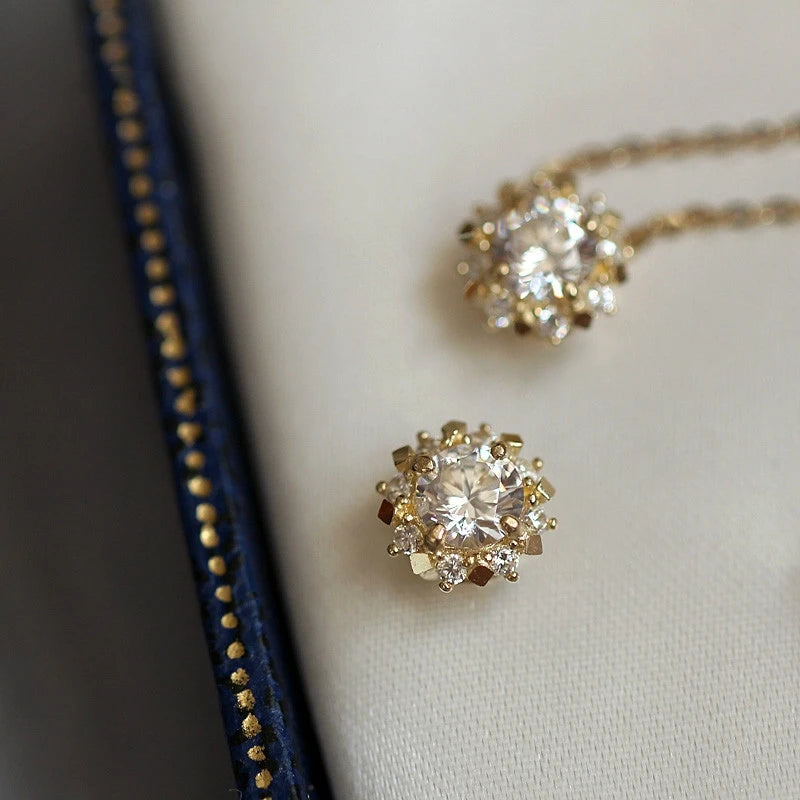Crystal Ball Sun Necklace Minimal Victorian Gift