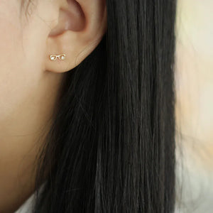9k Crystal Eye Stud Earrings Vintage Style Bridal Shower Jewelry