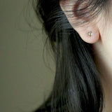 9k Solid Daisy Flower Crystal Dainty Mini Stud Earring Minimal Wedding