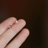 9k Solid Daisy Flower Crystal Dainty Mini Stud Earring Minimal Wedding
