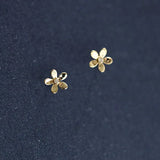 9k Solid Daisy Flower Crystal Dainty Mini Stud Earring Minimal Wedding