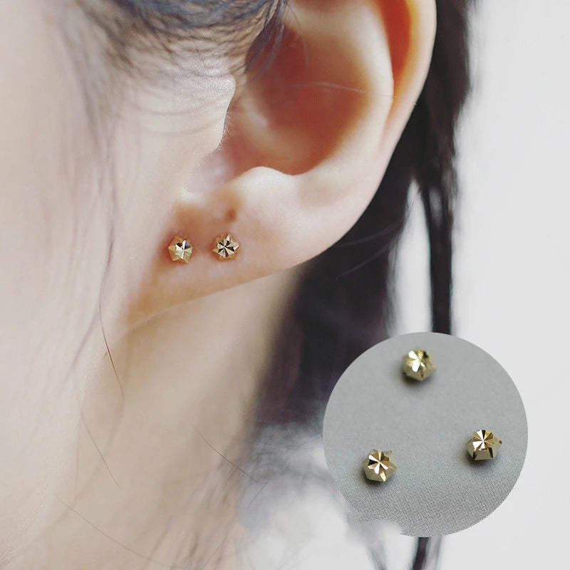 Dainty Minimalist 9k Solid Clover Stud Earring Gift