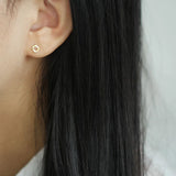 9k Geometric Diamond Stud Earrings Dainty Women Minimal Style Gift