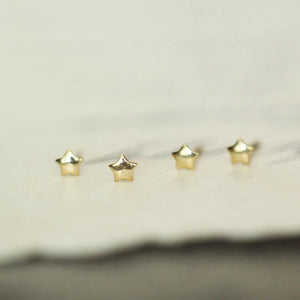 9k Solid Stars Smooth Surface Stud Earring Mini Dainty Women Minimal Style Gift
