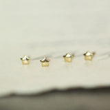 9k Solid Stars Smooth Surface Stud Earring Mini Dainty Women Minimal Style Gift
