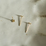 9k Solid Stars Smooth Surface Stud Earring Mini Dainty Women Minimal Style Gift