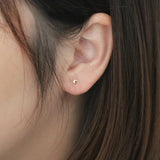 9k Solid Stars Smooth Surface Stud Earring Mini Dainty Women Minimal Style Gift